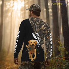 Load image into Gallery viewer, Waterfowl Duck Hunting With Yellow Lab Dogs, Custom Name All Over Print Shirts NHT234