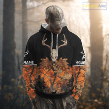 Load image into Gallery viewer, Skull Deer Hunting Custom Name Orange Camo Shirt, Deer Hunting Clothing, Hunting Gift NHT237