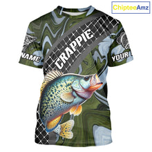 Load image into Gallery viewer, Crappie Short Sleeve Fishing T-Shirt Abstract Green Camo Performance Jersey For Men NHT924