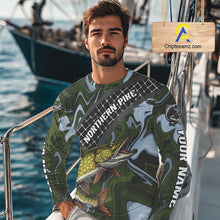 Load image into Gallery viewer, Northern Pike Fishing Shirts Long Sleeve Abstract Green Camo Performance Jersey For Men NHT925
