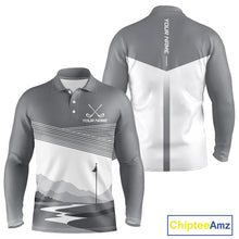 Load image into Gallery viewer, Personalized Golf Polo Shirt Custom Name Golf Club Polo For Men Golf Tournament Apparel|Gray 