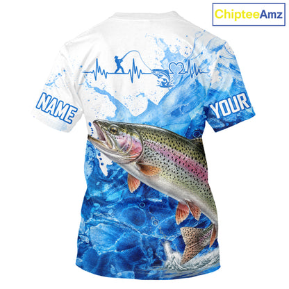 Rainbow Trout Fishing Shirts Short Sleeve, Ice Fishing Long Sleeve Shirt For Men, Rainbow Trout Fishing Apparel NHT1386