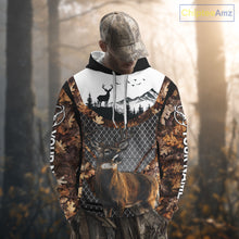Load image into Gallery viewer, Whitetail Deer Hunting Custom Name Camo Hoodie, Best Deer Hunting Gift For Men NHT368