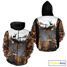 Load image into Gallery viewer, Whitetail Deer Hunting Custom Name Camo Hoodie, Best Deer Hunting Gift For Men NHT368