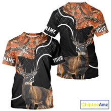 Load image into Gallery viewer, Personalized Whitetail Deer Hunting 3D All Over Printed Hoodie Orange Camo NHT369