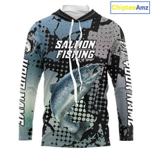 Load image into Gallery viewer, Chinook Salmon Hooded Fishing Shirt Gray Camo Custom Name, Chinook Salmon Fishing Team Jerseys NHT478