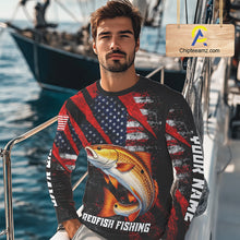 Load image into Gallery viewer, Patriotic Redfish Fishing Jersey, Fishing Shirts Long Sleeve Custom Name For Men NHT485