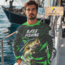 Load image into Gallery viewer, Custom Largemouth Bass Fishing Shirts Long Sleeve – Performance Tournament Jersey For Men| Green NHT772