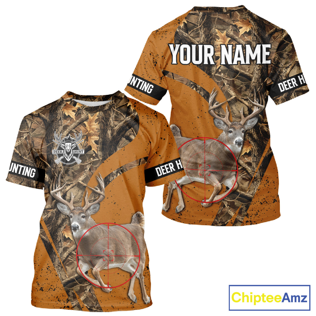 Orange Camo Deer Hunting Shirt, Deer with Scope Silhouette, Whitetail Season NHT238