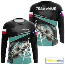 Load image into Gallery viewer, Texas Crappie Fishing Jersey, Texas Flag Patriot Custom Name Fishing Shirts Long Sleeve NHT568