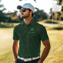 Load image into Gallery viewer, Custom team name golf polo shirt with green leaf pattern, short sleeve NHT938