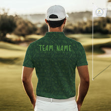 Load image into Gallery viewer, Custom team name golf polo shirt with green leaf pattern, short sleeve NHT938