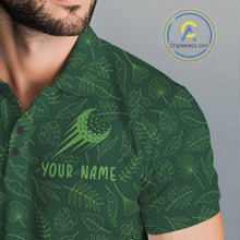 Load image into Gallery viewer, Personalized green leaf golf polo shirt for men with custom team name NHT938