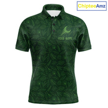 Load image into Gallery viewer, Personalized green leaf golf polo shirt for men with custom team name NHT938