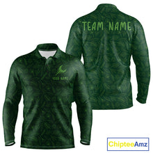 Load image into Gallery viewer, Personalized green leaf golf polo shirt for men with custom team name NHT938