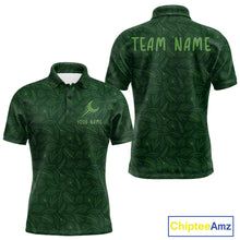 Load image into Gallery viewer, Personalized green leaf golf polo shirt for men with custom team name NHT938