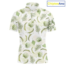 Load image into Gallery viewer, Green tropical men’s golf polo shirt custom team white golf shirt for golfer