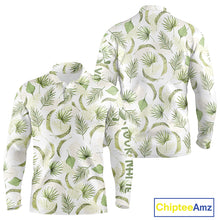 Load image into Gallery viewer, Green tropical men’s golf polo shirt custom team white golf shirt for golfer
