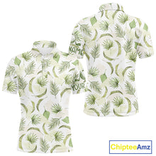 Load image into Gallery viewer, Green tropical men’s golf polo shirt custom team white golf shirt for golfer