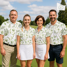 Load image into Gallery viewer, Green tropical men’s golf polo shirt custom team white golf shirt for golfer