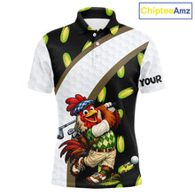 Load image into Gallery viewer, Funny chicken golfer team polo for men with breathable fabric and custom name
