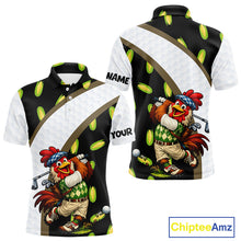 Load image into Gallery viewer, Funny chicken golfer team polo for men with breathable fabric and custom name