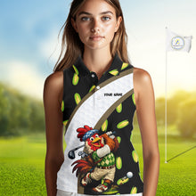 Load image into Gallery viewer, Personalized Rooster Womens Sleeveless Golf Polo Shirt Funny Chicken Golfer Custom Team Polo NHT945