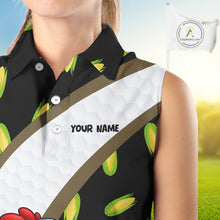Load image into Gallery viewer, Personalized Rooster Womens Sleeveless Golf Polo Shirt Funny Chicken Golfer Custom Team Polo NHT945