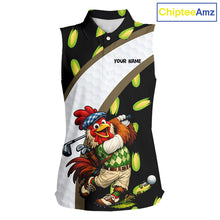 Load image into Gallery viewer, Personalized Rooster Womens Sleeveless Golf Polo Shirt  Funny Chicken Golfer Team Polo