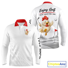 Load image into Gallery viewer, Funny chicken golf polo shirt personalized custom name golf lover polo for men