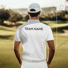 Load image into Gallery viewer, Personalized Golf Ball Polo Shirt Gray Golf Pattern Custom Name Golf Polo For Men NHT950