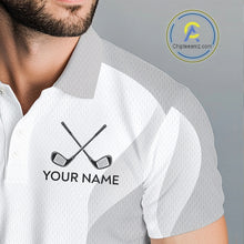 Load image into Gallery viewer, Personalized Golf Ball Polo Shirt Gray Golf Pattern Custom Name Golf Polo For Men NHT950