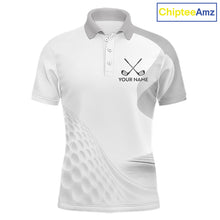 Load image into Gallery viewer, Personalized golf ball polo shirt gray golf pattern custom name golf polo for men