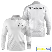 Load image into Gallery viewer, Personalized golf ball polo shirt gray golf pattern custom name golf polo for men