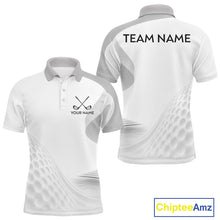 Load image into Gallery viewer, Personalized golf ball polo shirt gray golf pattern custom name golf polo for men