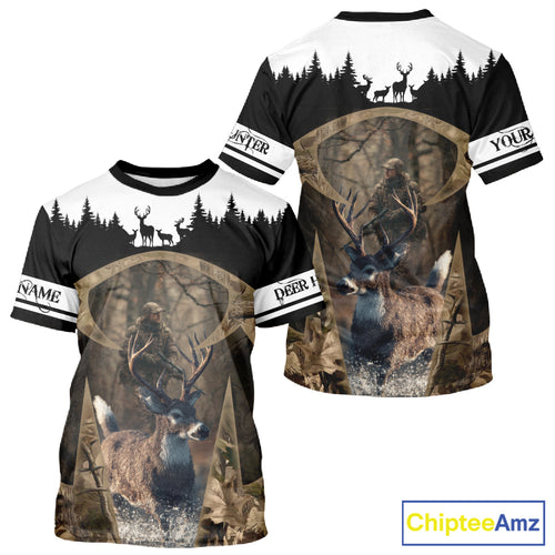Whitetail Deer Hunting Season Shirt 3D Forest Scene Camo Best Hunting Gift For Hunters NHT48