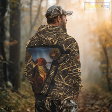 Load image into Gallery viewer, Duck Hunting Shirt Custom Name with Vizsla Dog Camo Hunting Clothes For Duck Hunters NHT153