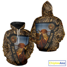 Load image into Gallery viewer, Duck Hunting Shirt Custom Name with Vizsla Dog Camo Hunting Clothes For Duck Hunters NHT153