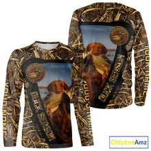 Load image into Gallery viewer, Duck Hunting Shirt Custom Name with Vizsla Dog Camo Hunting Clothes For Duck Hunters NHT153