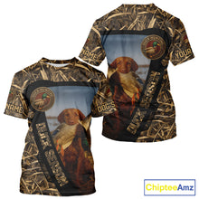 Load image into Gallery viewer, Duck Hunting Shirt Custom Name with Vizsla Dog Camo Hunting Clothes For Duck Hunters NHT153