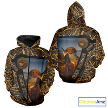 Load image into Gallery viewer, Duck Hunting Shirt Custom Name with Vizsla Dog Camo Hunting Clothes For Duck Hunters NHT153