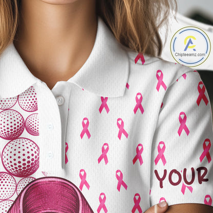 Personalized Pink Ribbons Pattern Golf Balls Breast Cancer Awareness Golf Attire For Womens NHT800