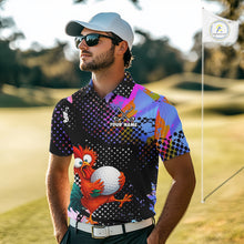 Load image into Gallery viewer, Custom Team Name Crazy Rooster Golf Polo Shirt – Personalized Men’s Performance Golf Jersey