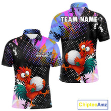 Load image into Gallery viewer, Custom Team Name Crazy Rooster Golf Polo Shirt – Personalized Men’s Performance Golf Jersey