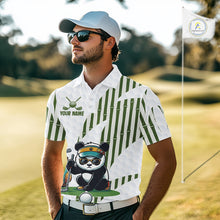Load image into Gallery viewer, Custom Name Cool Panda Golf Polo Shirt, Funny Bamboo Panda Golfing Apparel NHT956