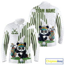 Load image into Gallery viewer, Custom Name Cool Panda Golf Polo Shirt – Funny Bamboo Panda Golfing Apparel