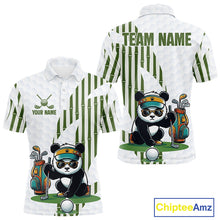 Load image into Gallery viewer, Custom Name Cool Panda Golf Polo Shirt – Funny Bamboo Panda Golfing Apparel