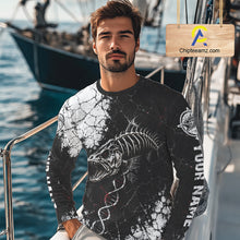 Load image into Gallery viewer, Skeleton Fish Long Sleeve Shirt DNA Helix Graphic Fishing Lover 3D Print Angler Gift Apparel For Men 