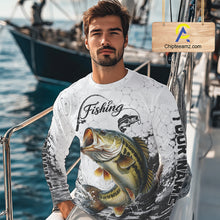 Load image into Gallery viewer, Custom Name Bass Fishing Long Sleeve Performance Shirt, Bass Fishing Shirt Jersey