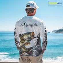 Load image into Gallery viewer, Custom Name Bass Fishing Long Sleeve Performance Shirt, Bass Fishing Shirt Jersey